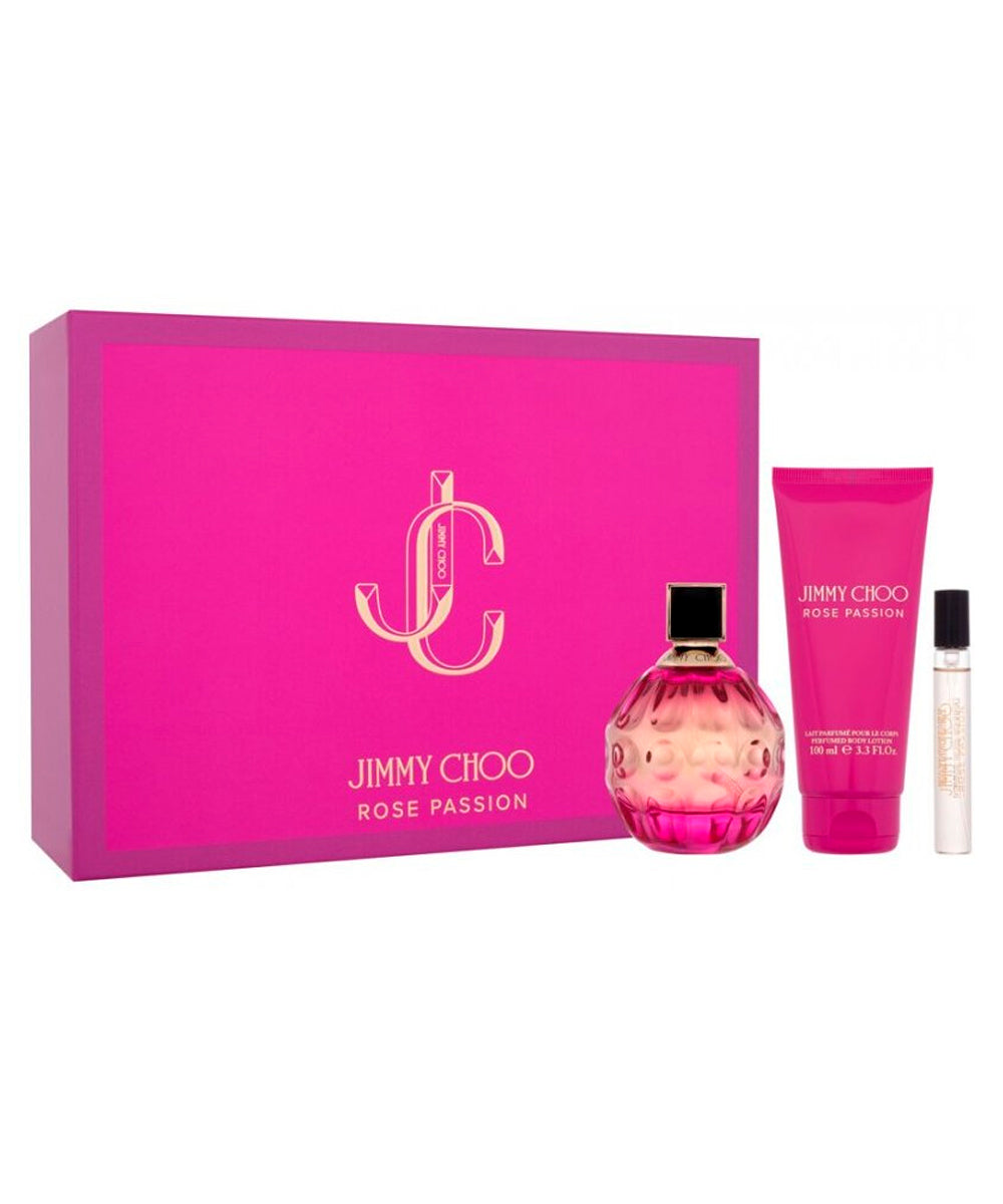 Jimmy Choo Rose Passion Eau de Parfum 3.4oz + Body Lotion 3.4oz + Eau de Parfum 0.25oz Gift Set For Women