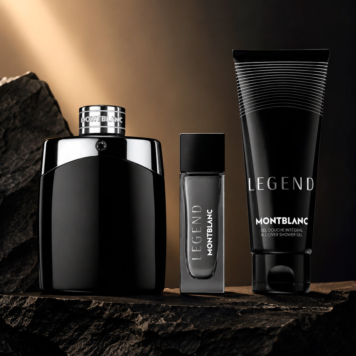 Montblanc Legend Eau de Toilette 3.3oz + Eau de Toilette 0.5oz + Shower Gel 3.4oz Gift Set For Men