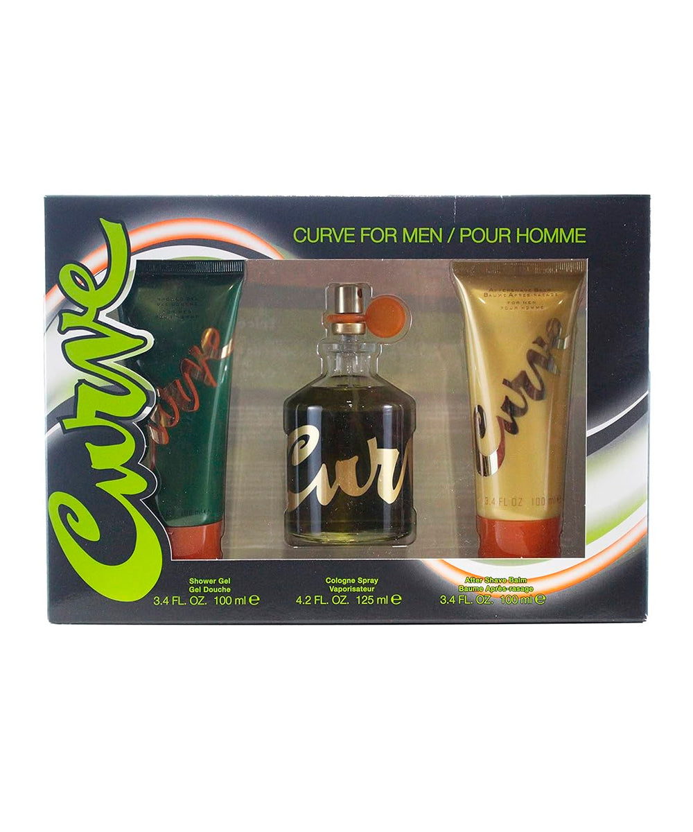 Liz Claiborne Curve Cologne 4.2oz + Shower Gel 3.4oz + After Shave Balm 3.4oz Gift Set For Men