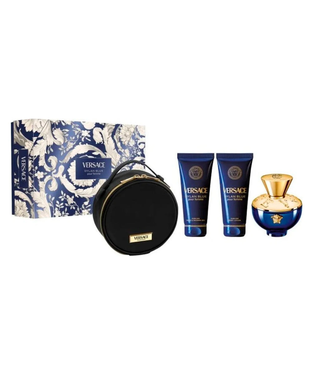 Gianni Versace Dylan Blue Eau de Parfum 3.4oz + Shower Gel 3.4oz + Body Lotion 3.4oz + Pouch Gift Set For Women