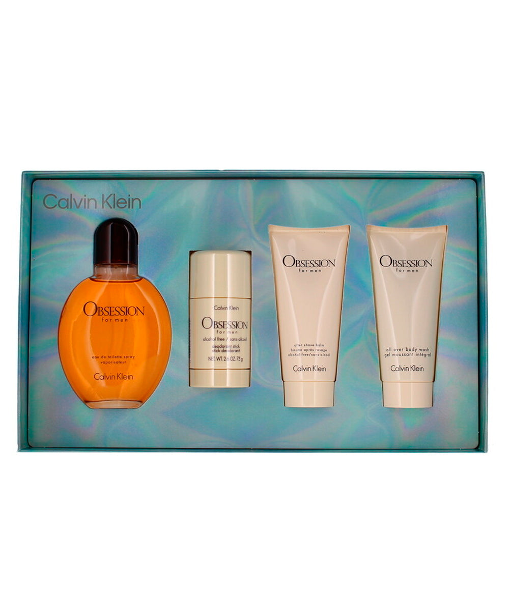 Calvin Klein Obsession Eau de Toilette 4.2oz + Deodorant Stick 2.6oz + After Shave 3.3oz + Body Wash 3.3oz Gift Set for Men