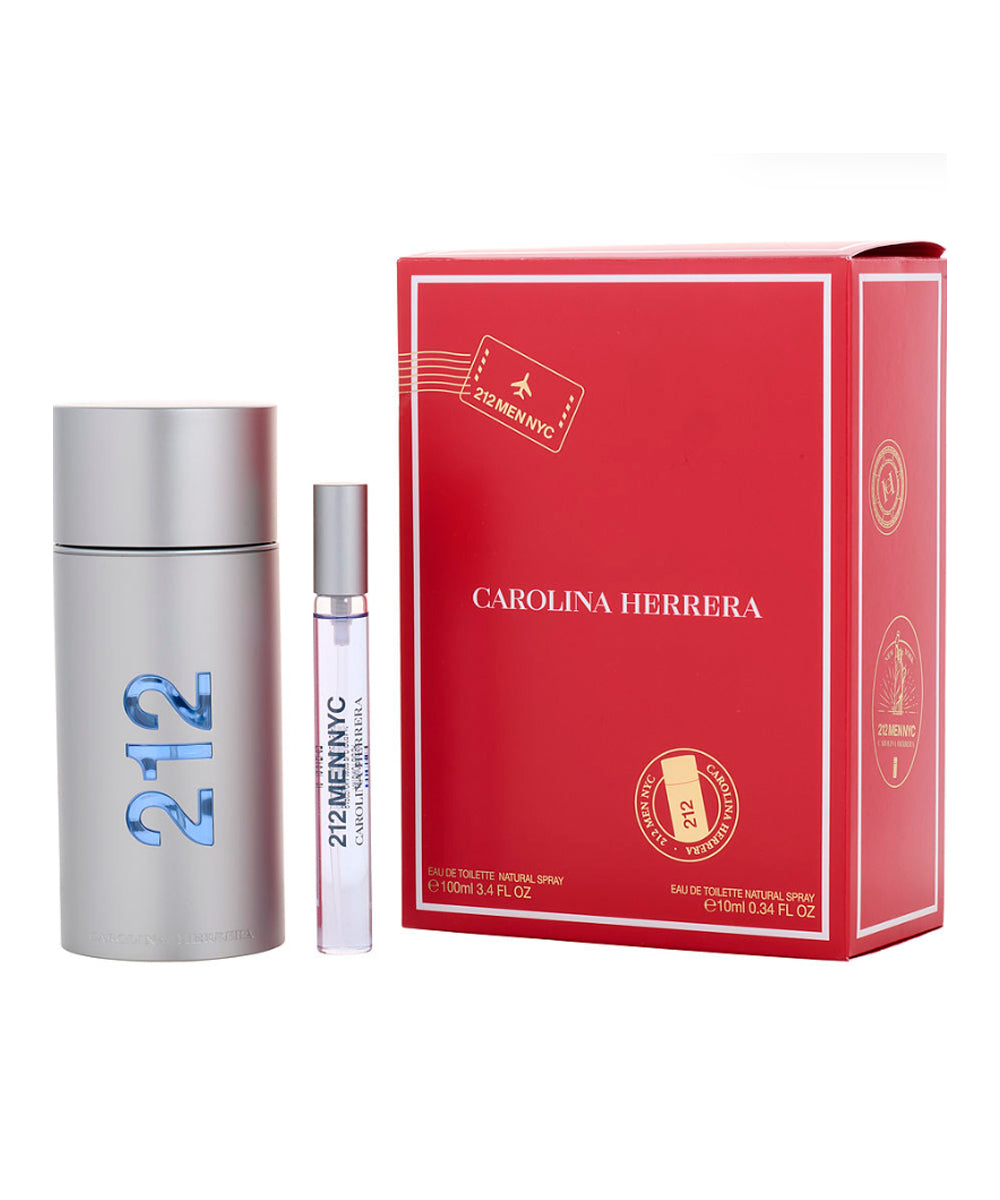 Carolina Herrera 212 Eau de Toilette 3.4oz + Eau de Toilette 0.34oz Gift Set For Men