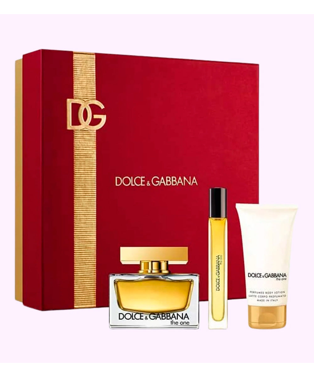 Dolce & Gabbana The One Eau de Parfum 2.5oz + Eau de Parfum 0.33 + 1.7 Body Lotion Gift Set For Women