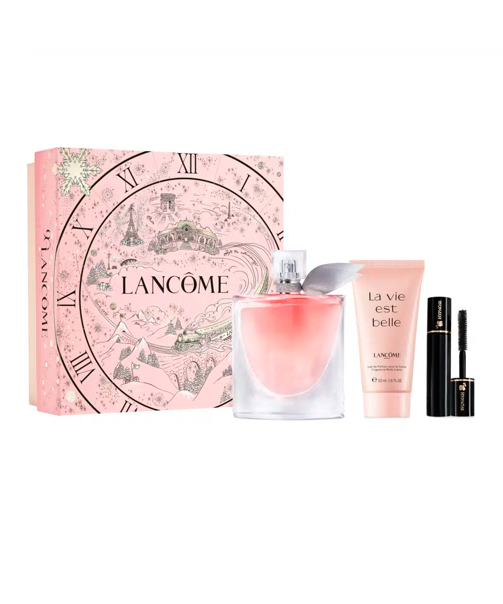 Lancome La Vie Est Belle Eau De Parfum 3.4oz + Body Lotion 1.7oz + Hypnôse Mascara 2ml Gift Set  For Women