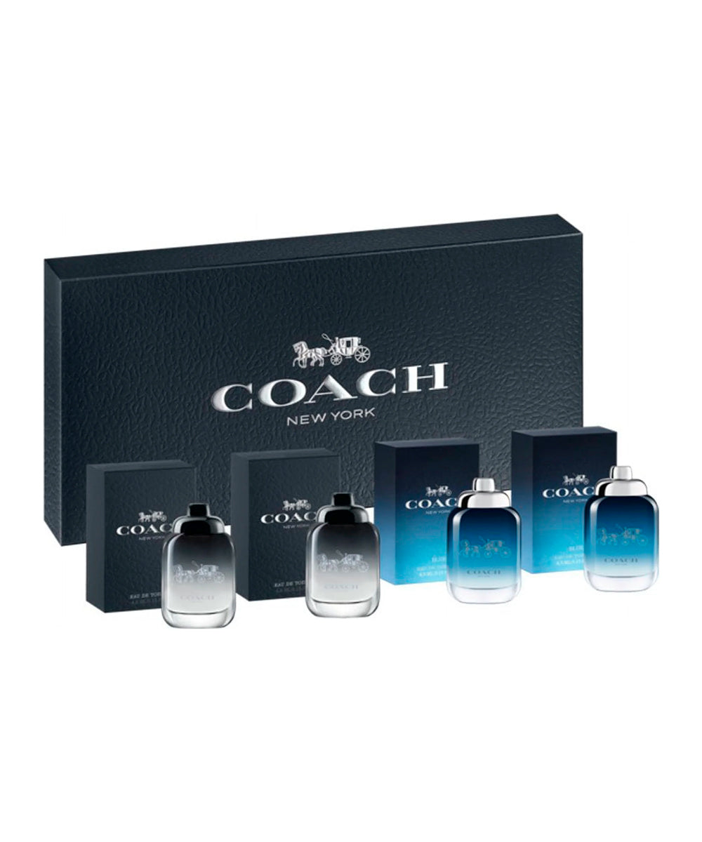 Coach Variety Eau De Toilette 0.15oz X 2 + Blue Eau De Toilette  0.15oz X 2  Gift Set For Men