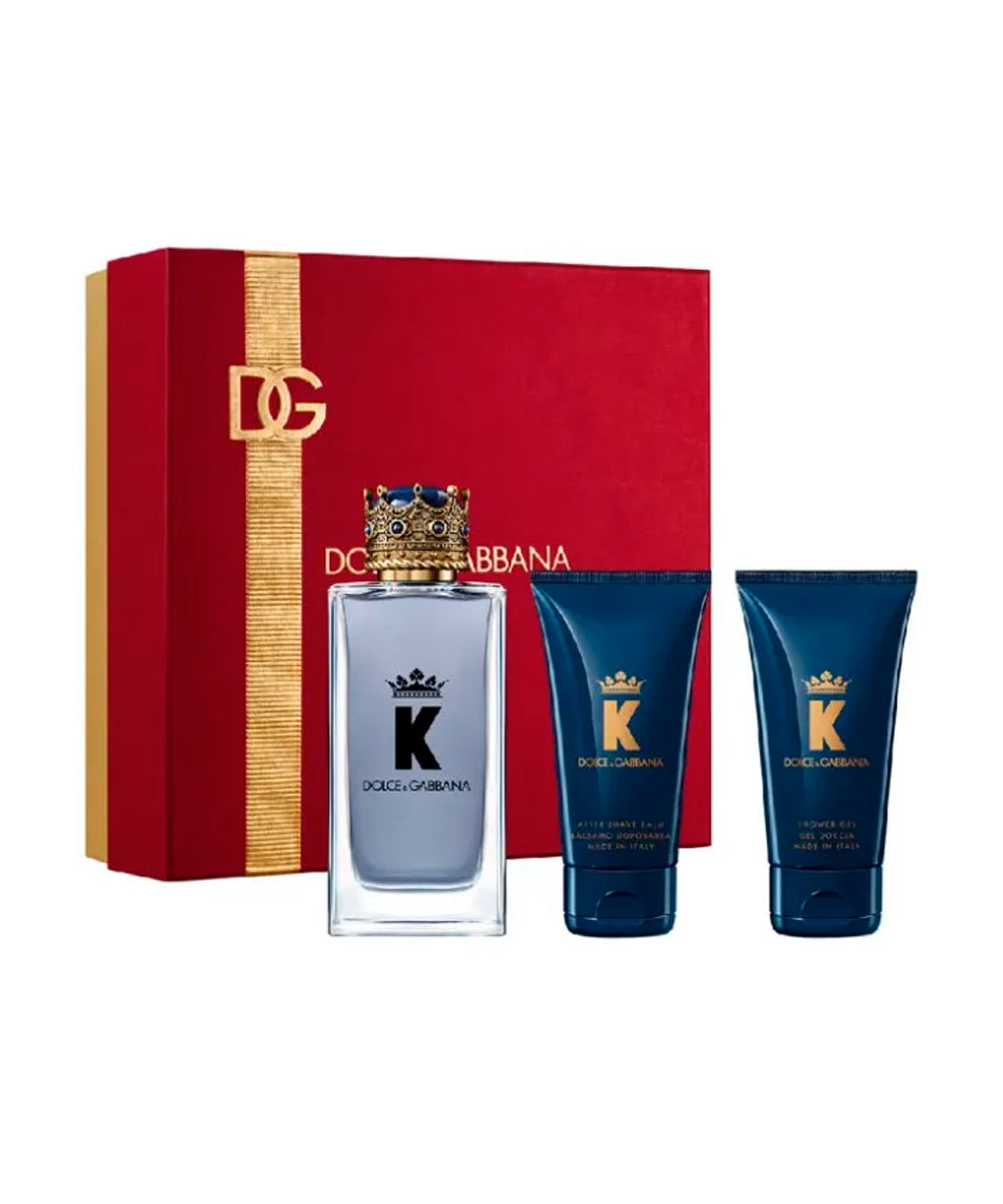 Dolce & Gabbana K Eau De Toilette 3.3oz + Aftershave Balm 1.7oz + Shower Gel 1.7oz Gift Set For Men