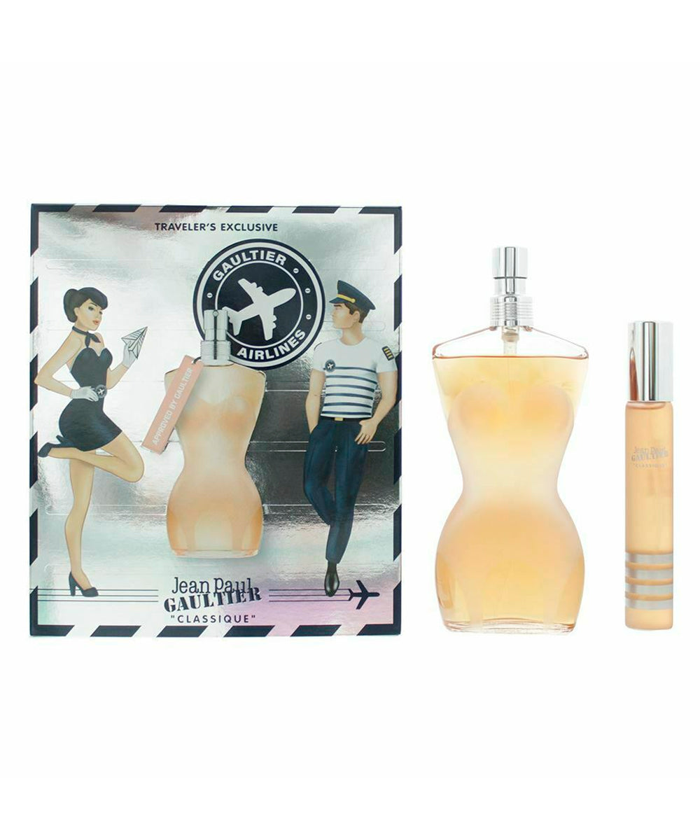 Jean Paul Gaultier Classique Eau de Toilette 3.4oz + 0.68oz Gift Set For Women (Damaged Box)