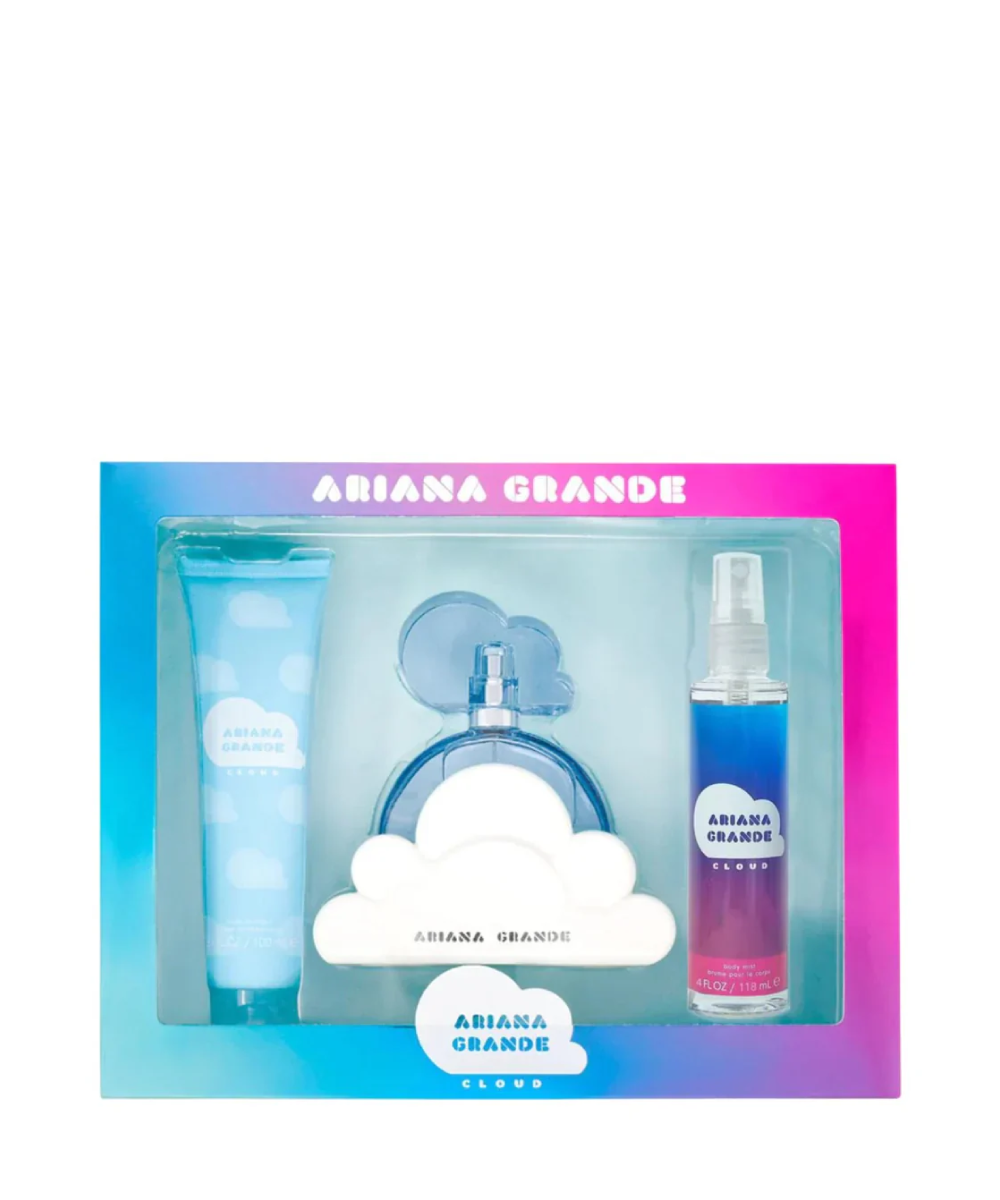 Ariana Grande Cloud Eau de Parfum 3.4oz + Body Mist 4oz + Bath Souffle 3.4oz Gift Set For Women