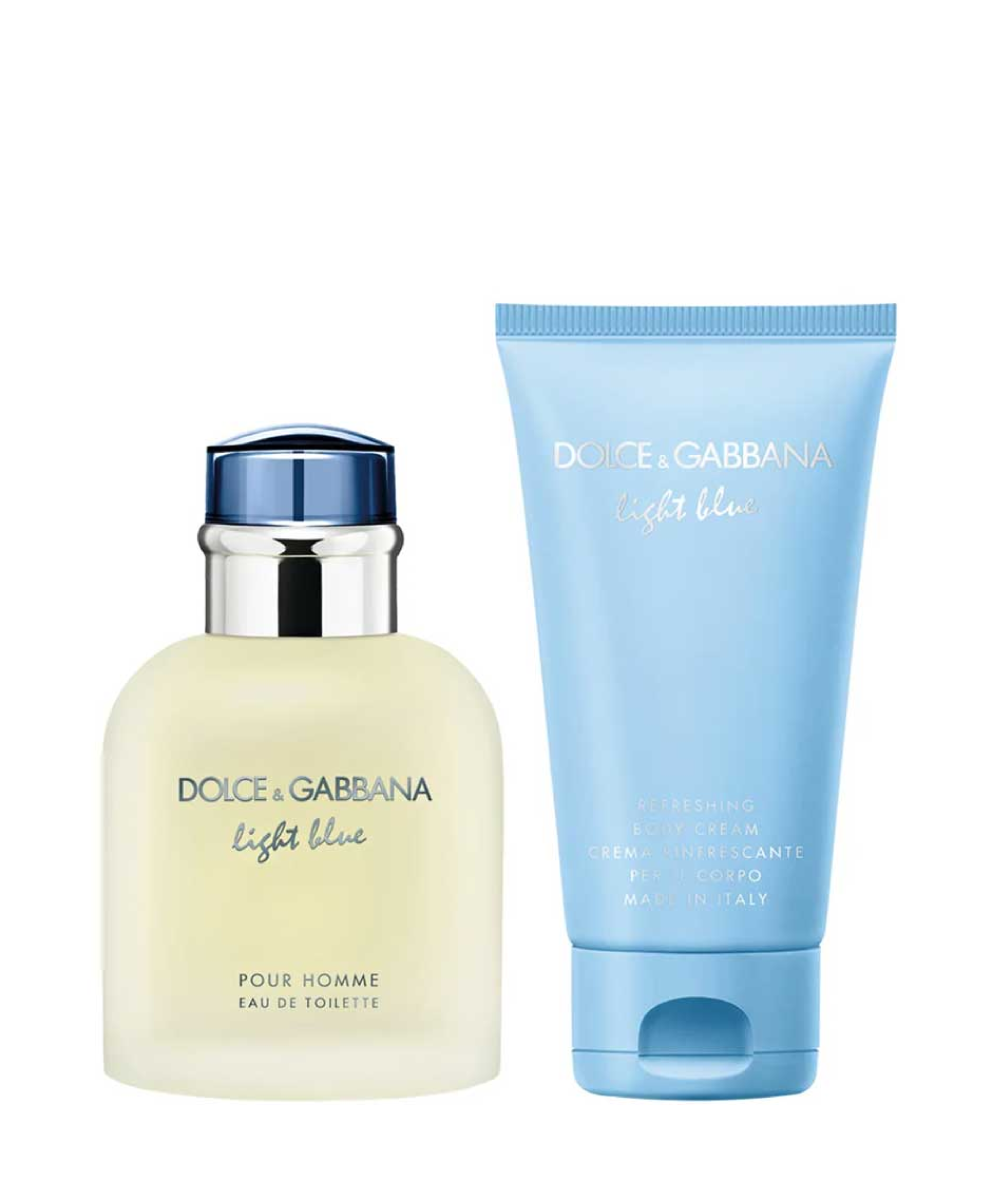 Dolce & Gabbana Light Blue Eau de Toilette 2.5oz + Body Cream 1.7oz Gift Set For Men