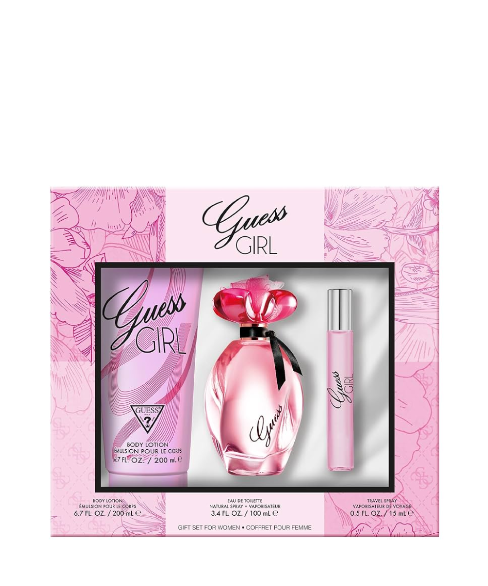 Guess Girl Eau de Toilette 3.4oz + Eau de Toilette 0.5oz + Body Lotion 6.7oz Gift Set For Women
