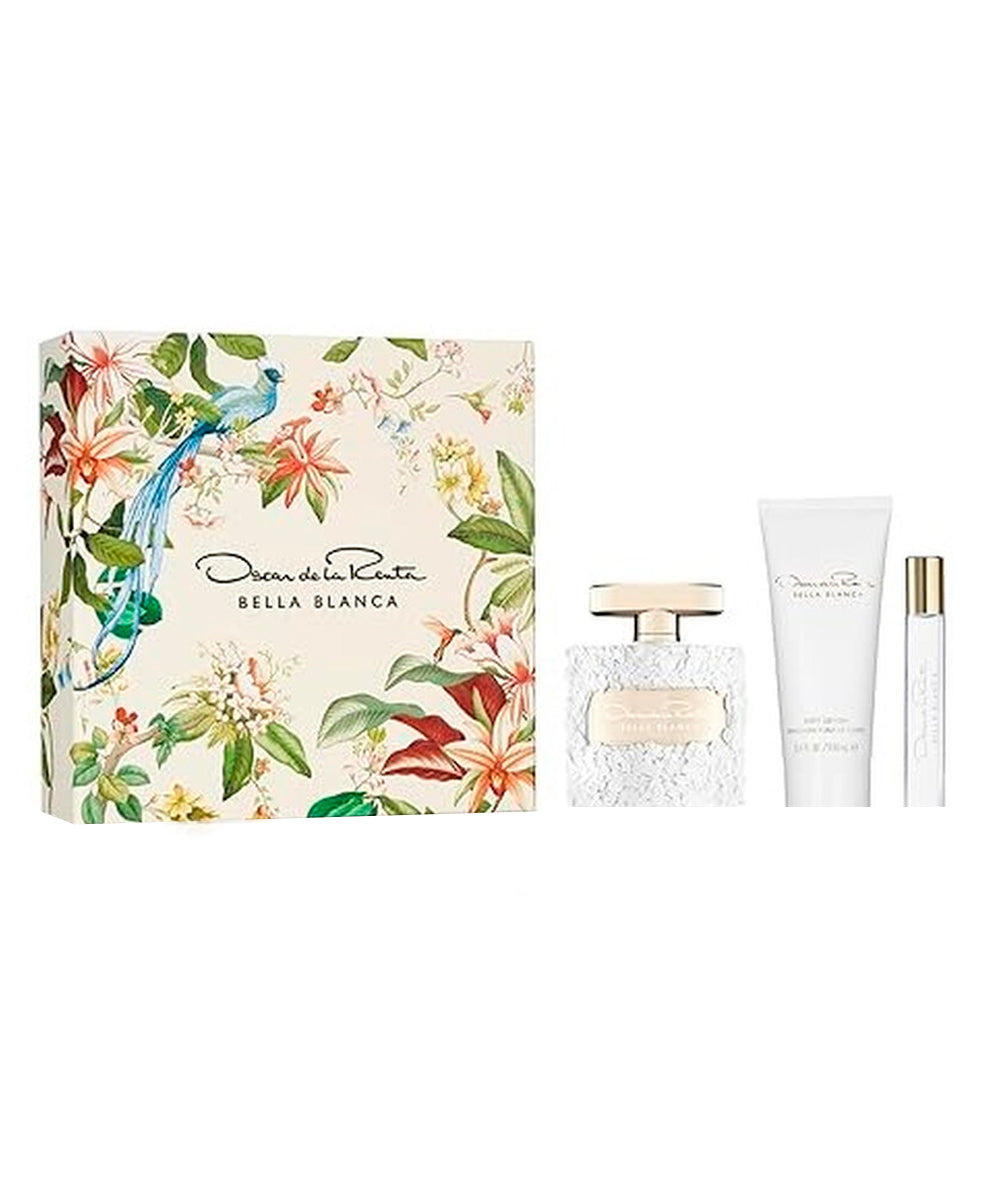 Oscar De La Renta Bella Blanca Eau de Parfum 3.4oz + Body Lotion 3.4oz + Eau de Parfum 0.5oz Gift Set For Women