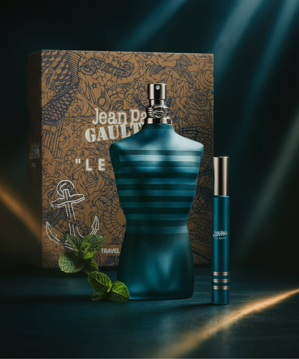 Jean Paul Gaultier Le Male Eau de Toilette 4.2oz + Eau de Toilette 0.68oz Gift Set For Men