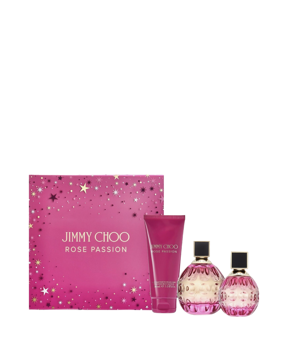 Jimmy Choo Rose Passion Eau de Parfum 3.3oz + Eau de Parfum 1.3oz + Body Lotion 3.3oz Gift Set For Women