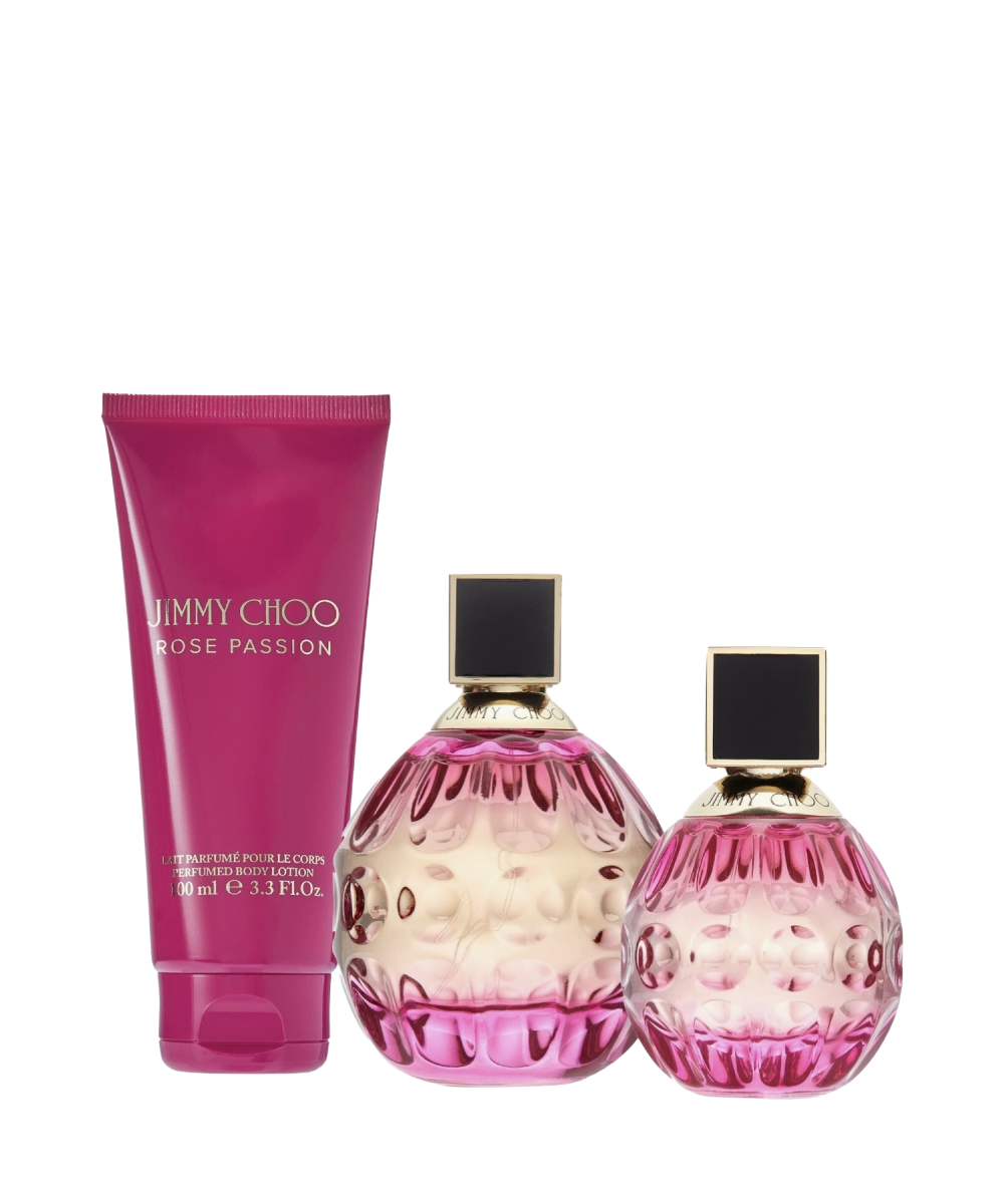 Jimmy Choo Rose Passion Eau de Parfum 3.3oz + Eau de Parfum 1.3oz + Body Lotion 3.3oz Gift Set For Women