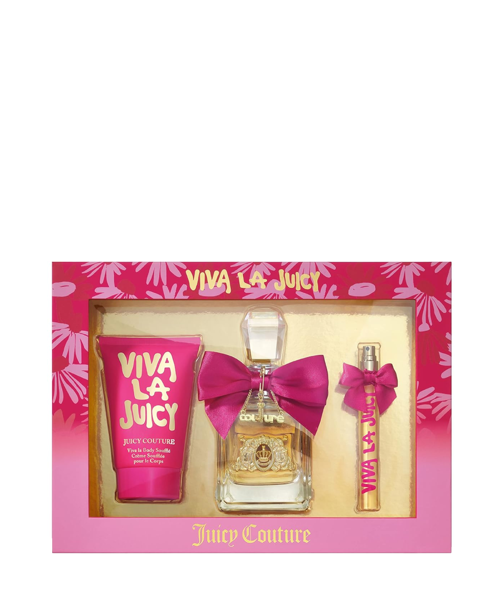 Juicy Couture Eau de Parfum 3.4oz + Mini 0.33oz + Body Cream 4.2oz Gift Set For Women