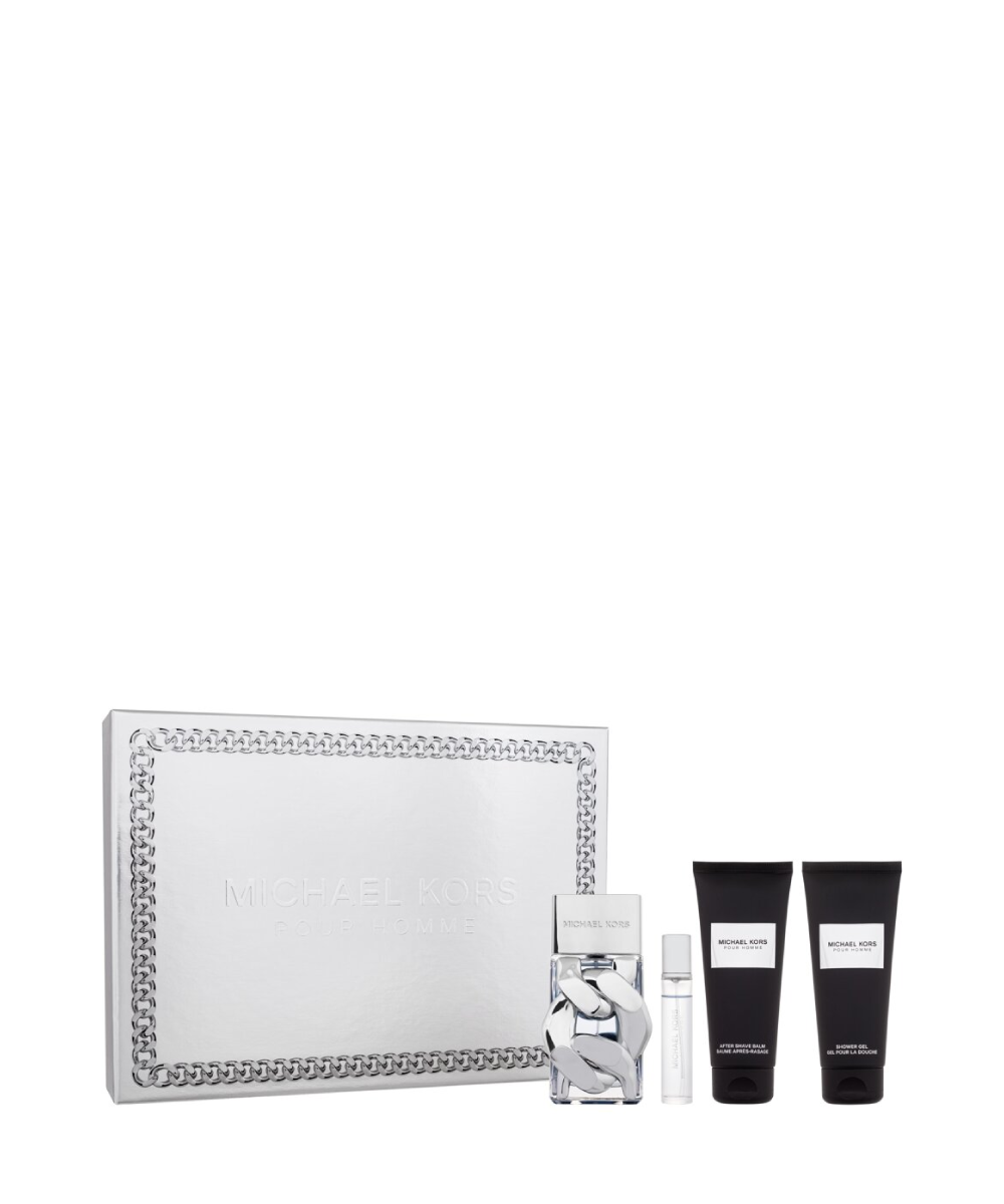 Michael Kors Pour Homme Eau de Parfum 3.4oz + Shower Gel 3.4oz + After Shave 3.4oz + Mini 0.3oz Gift Set For Men