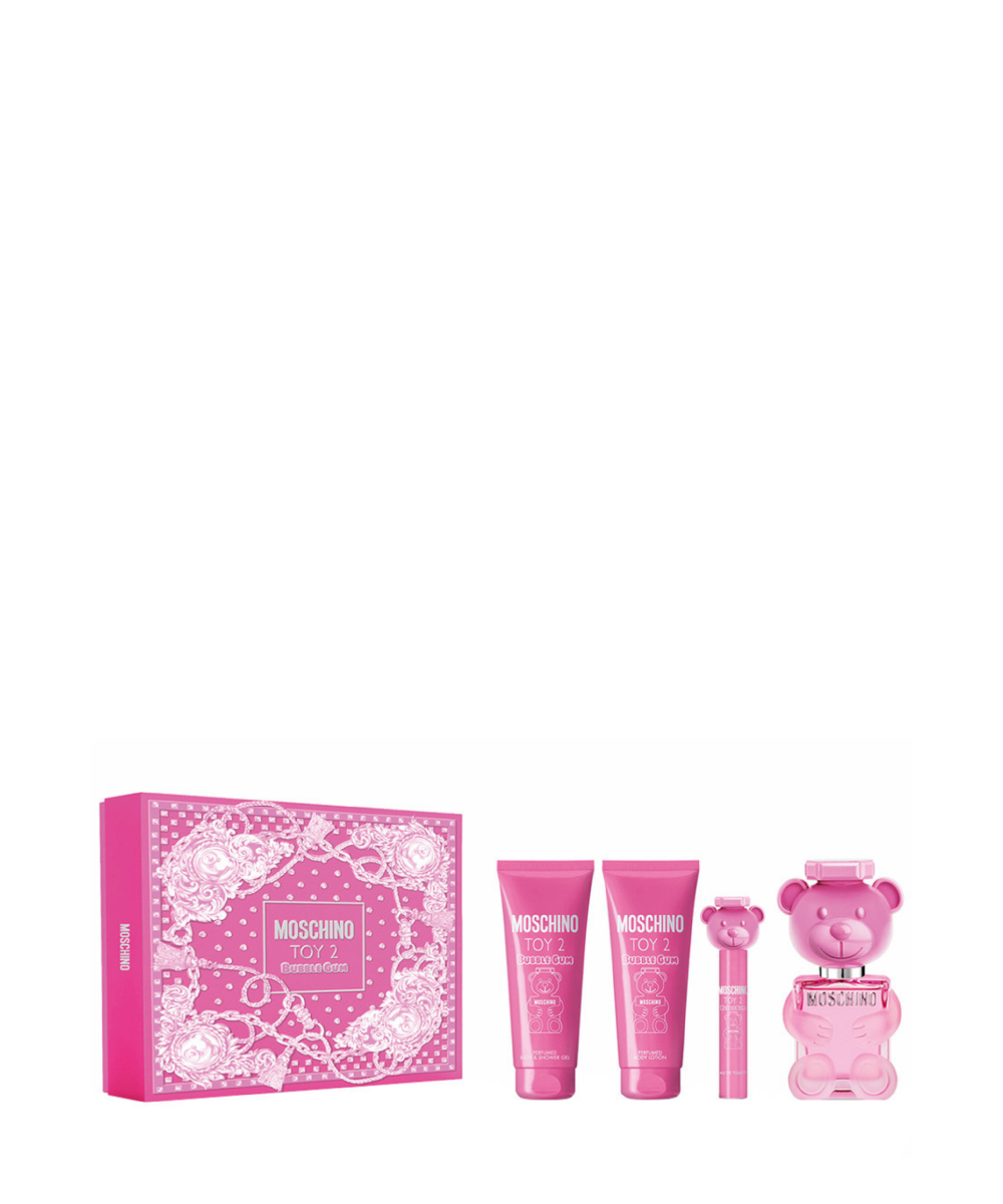 Moschino Toy 2 Bubble Gum Eau de Toilette 3.4oz + Body Lotion 3.4oz + Shower Gel 3.4oz + Travel Spray 0.33oz Gift Set For Women