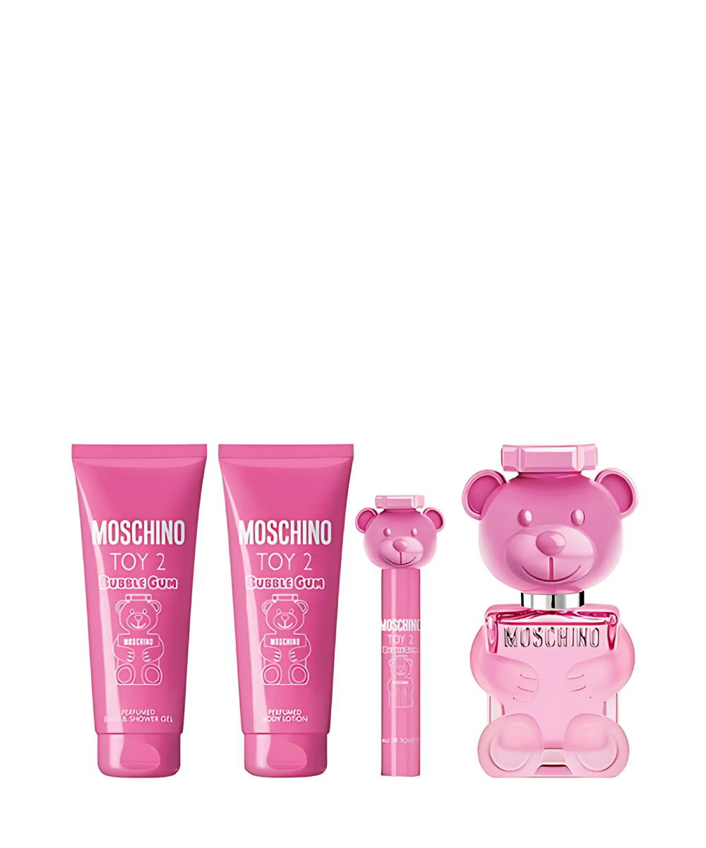 Moschino Toy 2 Bubble Gum Eau de Toilette 3.4oz + Body Lotion 3.4oz + Shower Gel 3.4oz + Travel Spray 0.33oz Gift Set For Women