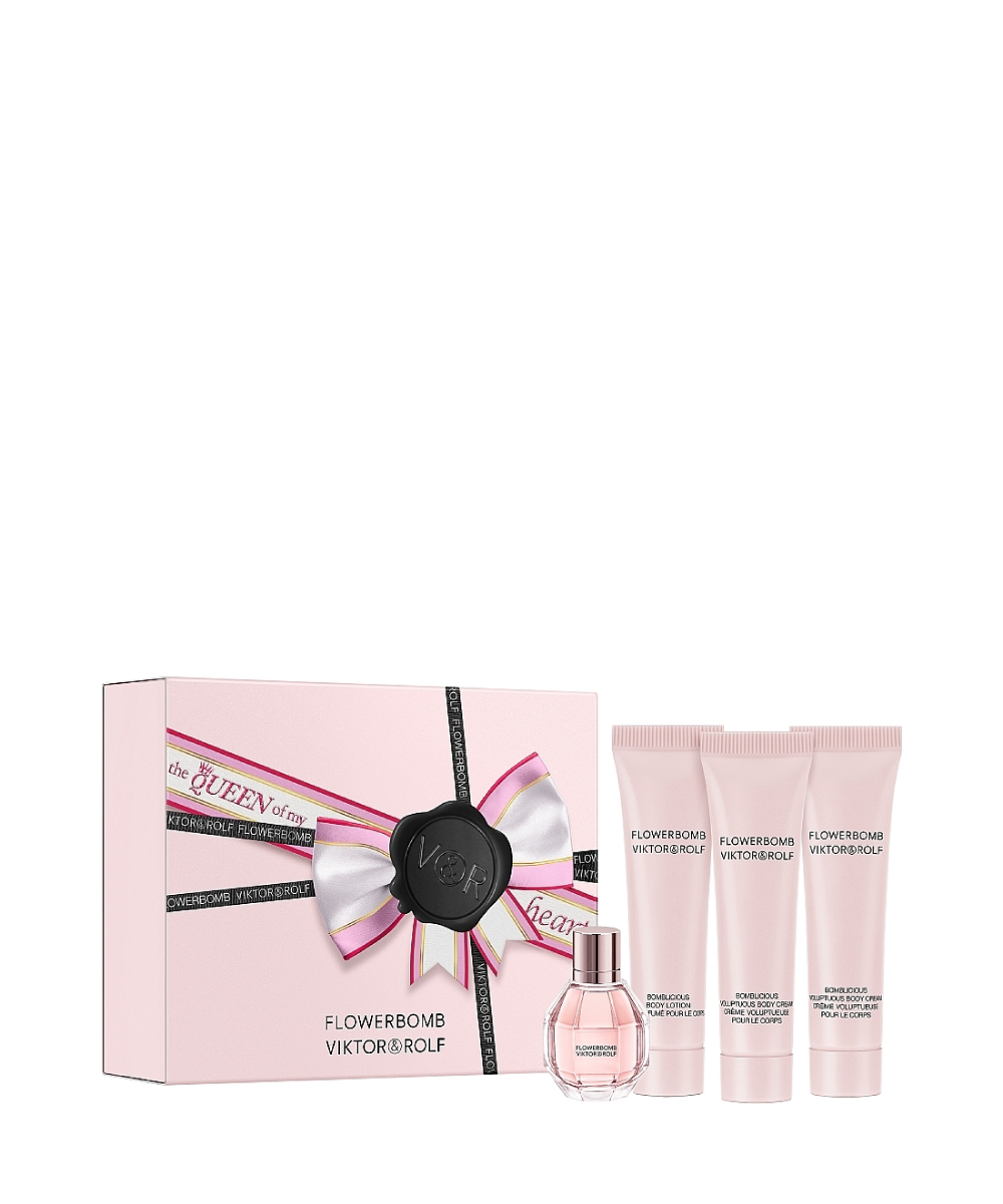 Viktor & Rolf Flowerbomb Eau de Parfum 0.23oz + Body Lotion 0.5oz + 2 Body Cream 0.5oz Gift Set For Women