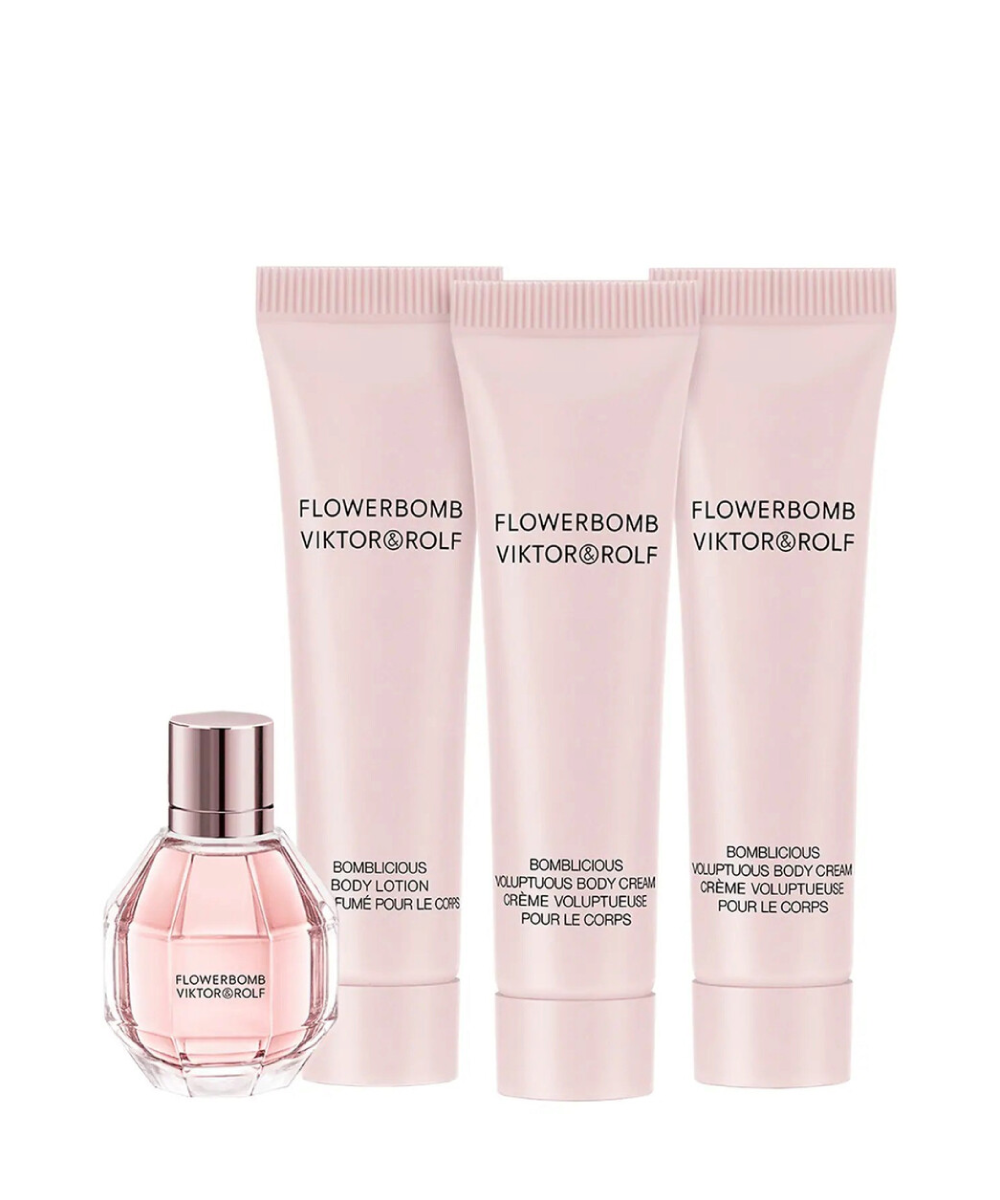 Viktor & Rolf Flowerbomb Eau de Parfum 0.23oz + Body Lotion 0.5oz + 2 Body Cream 0.5oz Gift Set For Women